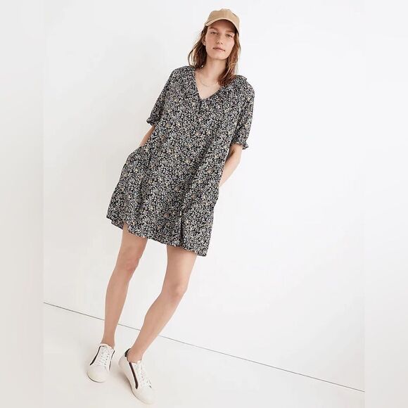 Madewell Ruffle Button Front Trapeze Dress - Picture 1 of 9